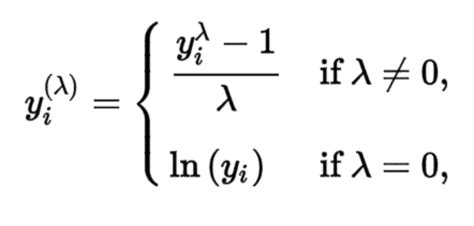 box cox transformation formula